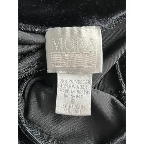 Vintage 90s Y2k Moda Int'l Black Velvet Long Sleeve Catsuit Jumpsuit Small - Picture 5 of 6